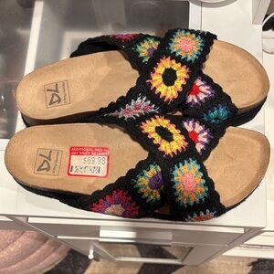 Women's Multicolor Crochet Platforms